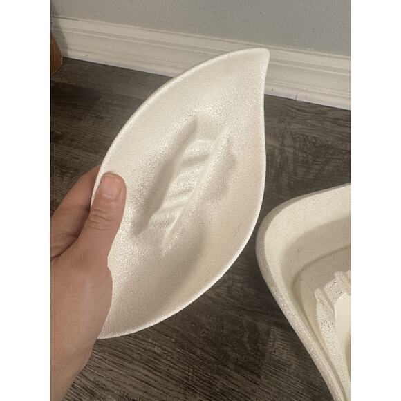 MCM ROYAL HAEGER Lot (2) White Textured Finish ASHTRAYS Vintage USA Atomic - Picture 7 of 16